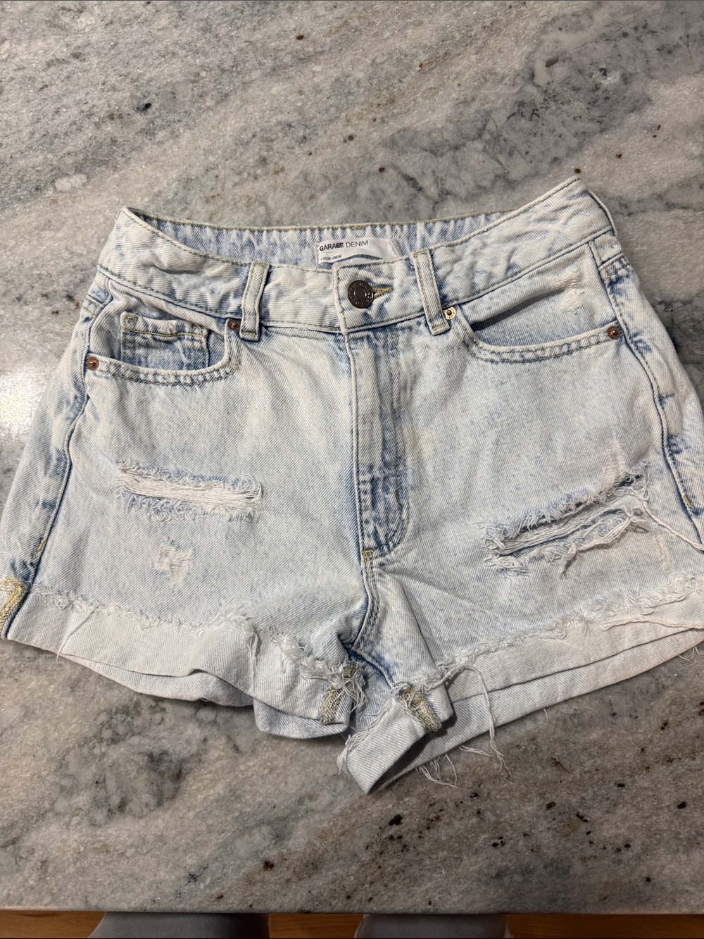 Garage Light Wash Distressed Jean Shorts